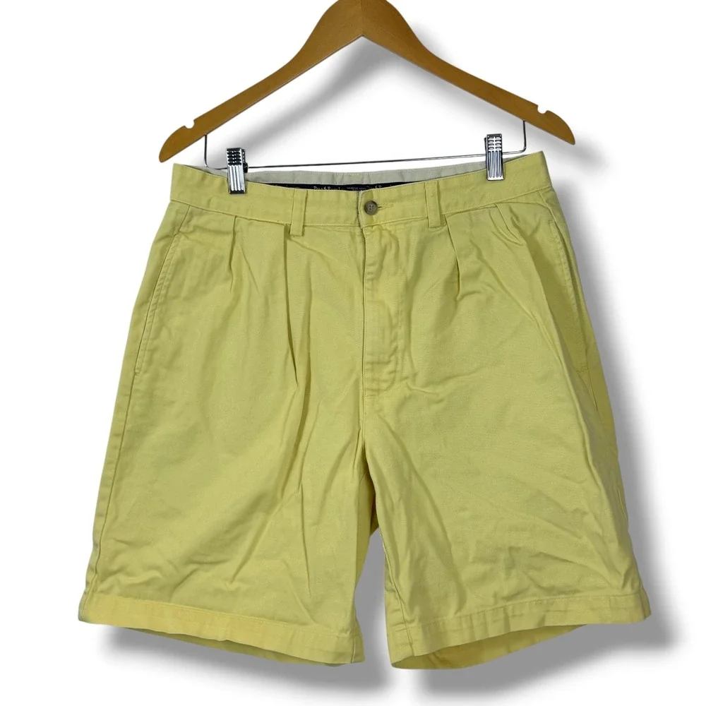 VIntage Polo Ralph Lauren Chino Shorts Mens 31 Yellow Pleated Front 100% Cotton